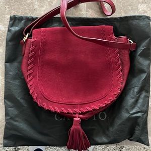 Red suede crossbody
